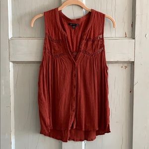 Boho rust color tank with cute detailing